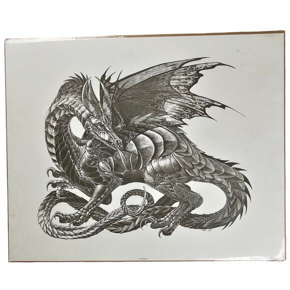 Vintage M. Pena Signed Dragon 1980 Print 1706 Original Sealed Packaging Fantasy - Picture 1 of 9